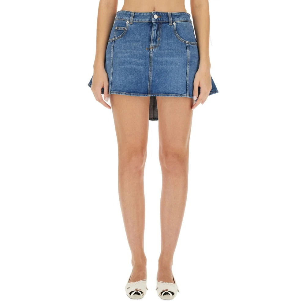 Alexander mcqueen Denim Flared Rok Blue Dames