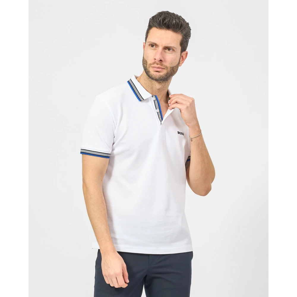 Hugo Boss Polo met Contrastbies White Heren