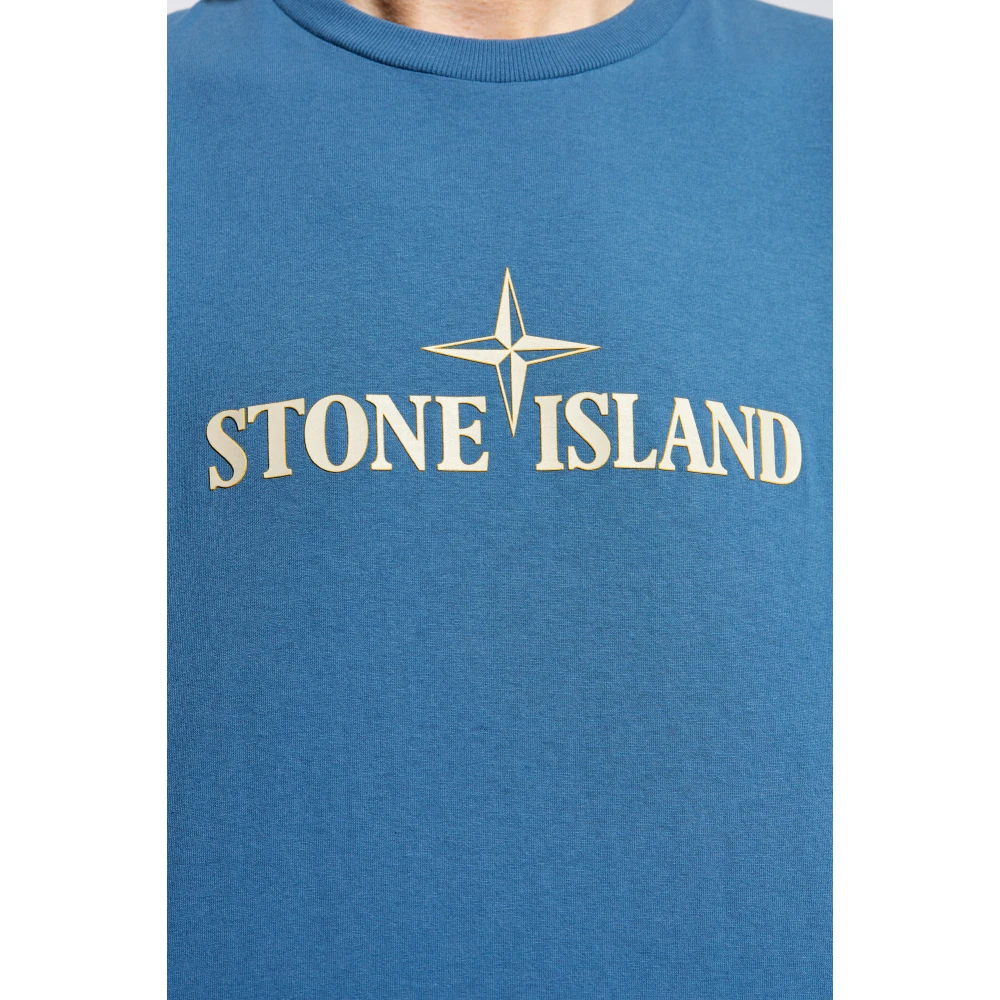 Stone Island T-shirt met logo Blue Heren