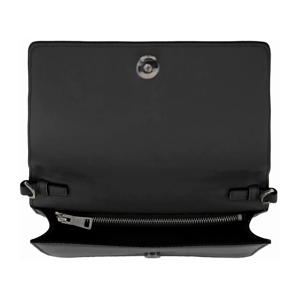 Prada Leren Schoudertas Magnetische Sluiting Black Dames