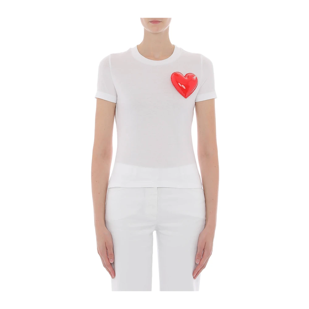 Moschino Bianco Ss23 Opblaasbaar Hart T-Shirt White Dames