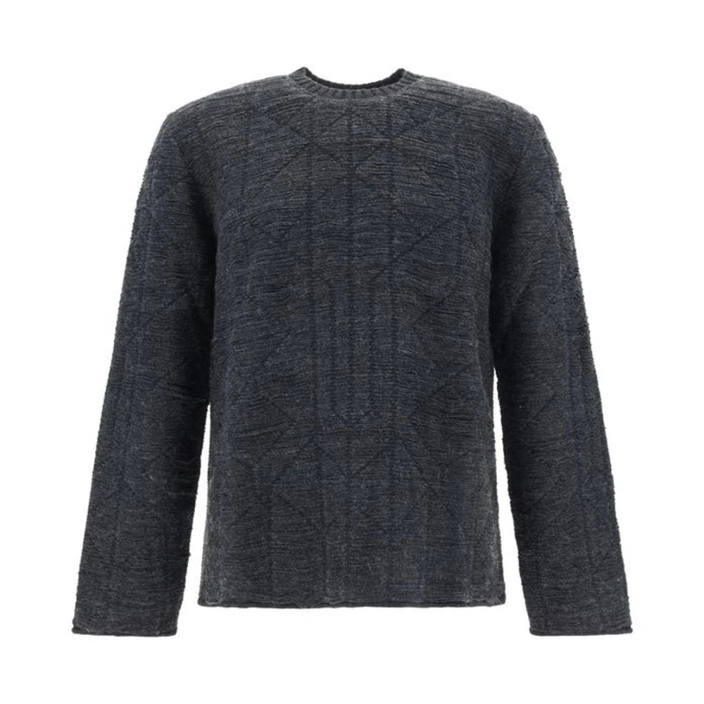 MM6 Maison Margiela Gedistresseerde Gebreide Crew-Neck Sweater Gray Heren