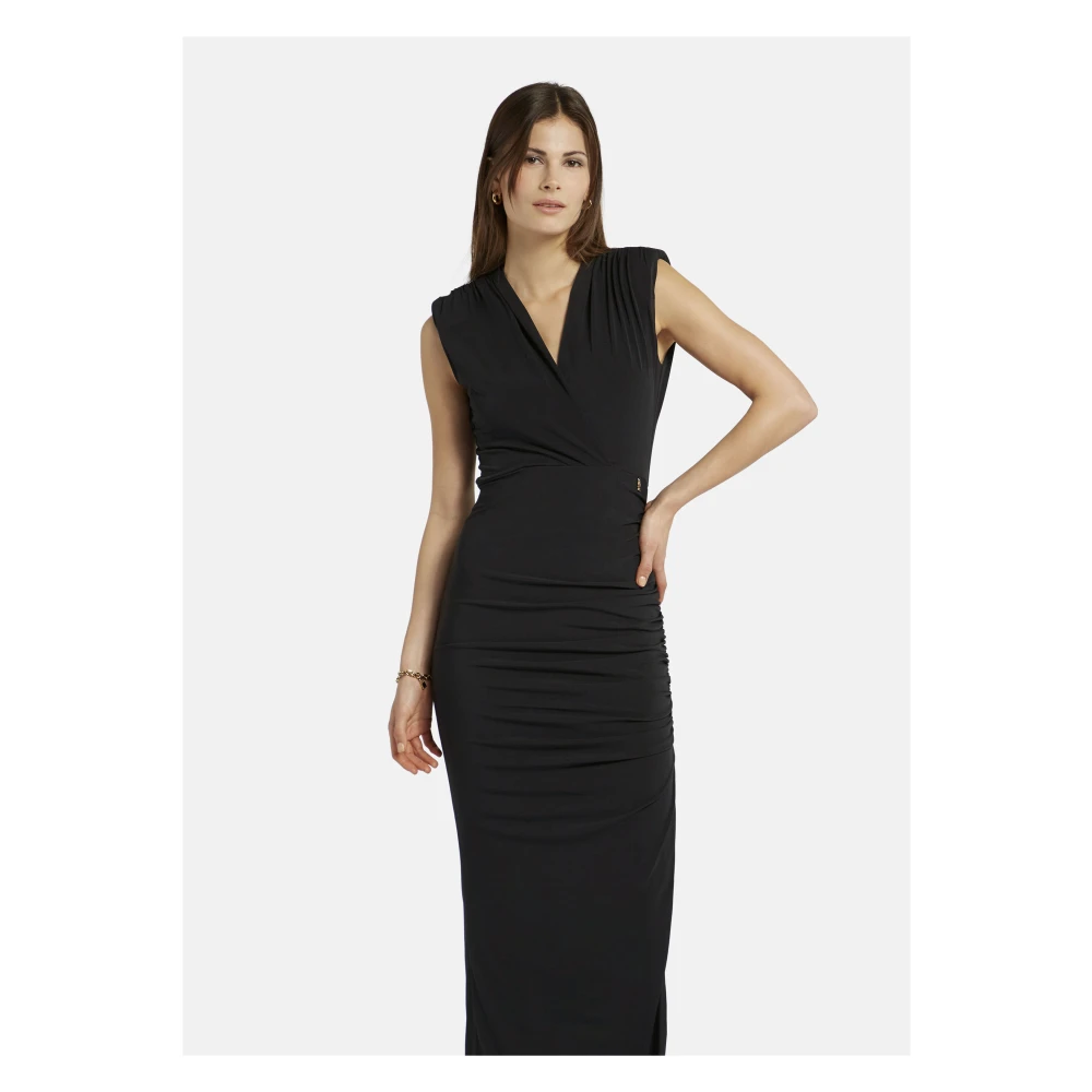 Nicowa Maxi-jurk met gedrapeerd ontwerp Black Dames