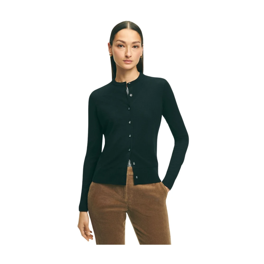 Brooks Brothers Zwarte Merino-Wollen Cardigan Black Dames