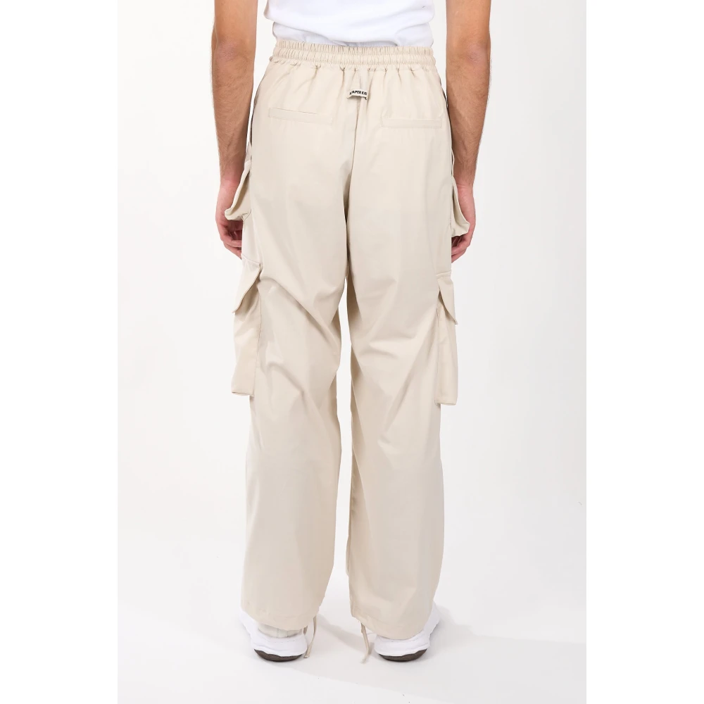 A Paper Kid Flanellen cargobroek met elastische taille Beige Heren