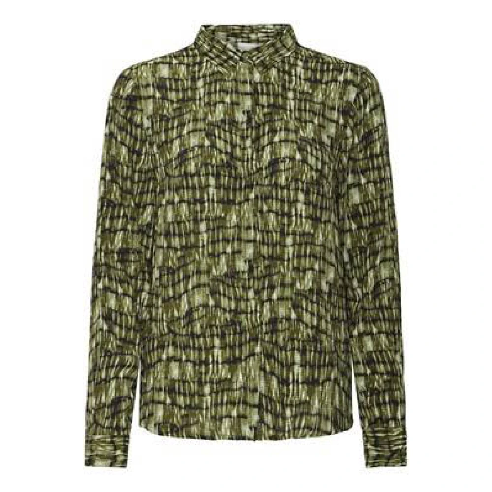 ICHI blouse IHKATONIA met all over print limegroen groen