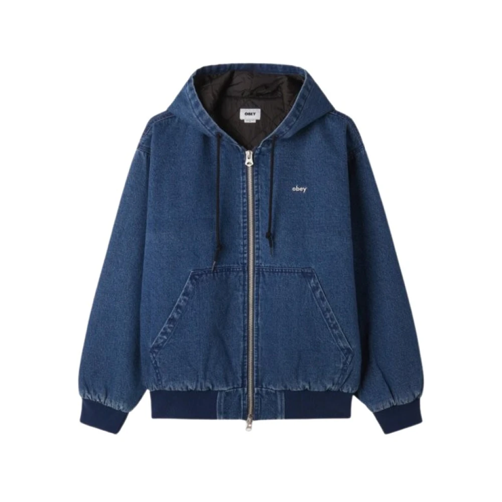 Obey Zip Up Hood Jas in Wiltern Stijl Blue Heren