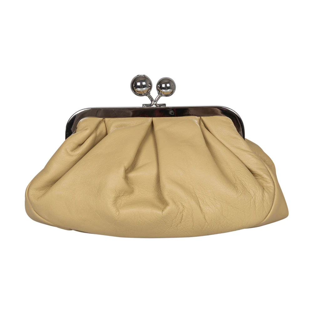 Max Mara Weekend Kleine leren clutchtas met ketting Beige Dames