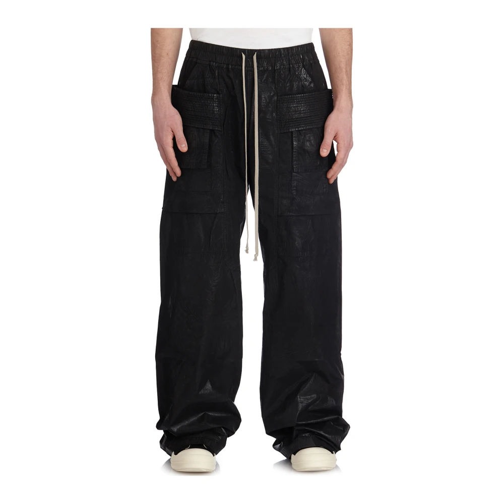 Rick Owens Wijde Cargo Drawstring Broek Black Heren