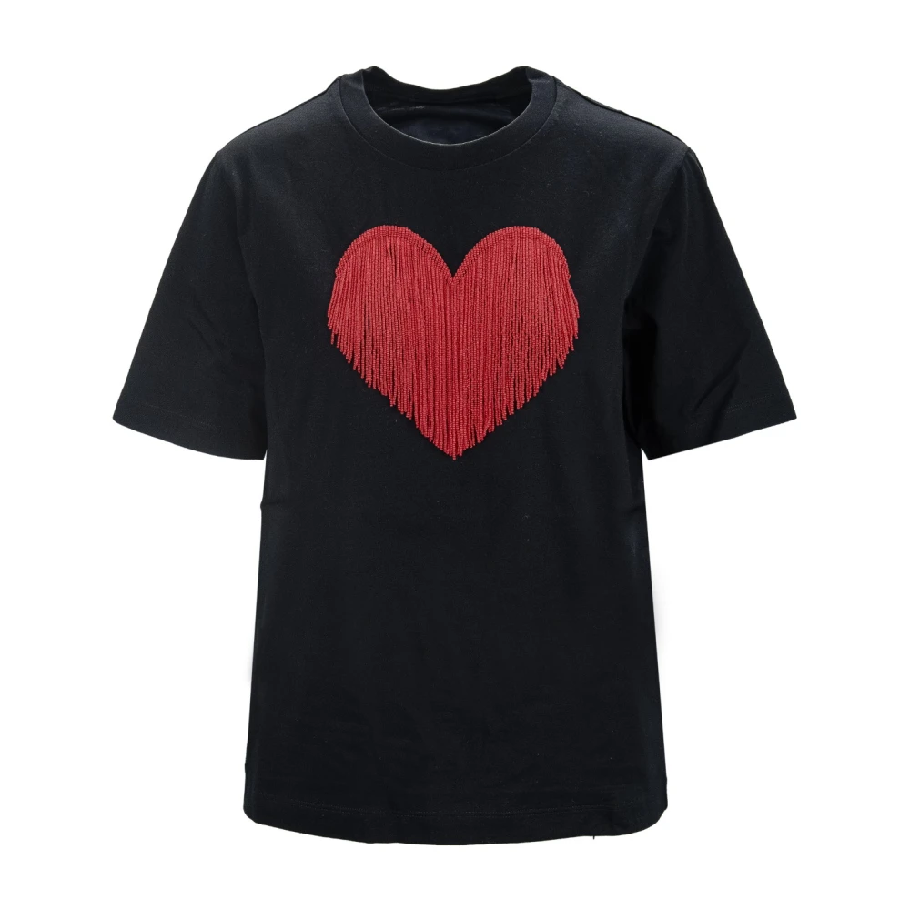 Dsquared2 Rood Hart Print Katoenen T-Shirt Black Dames