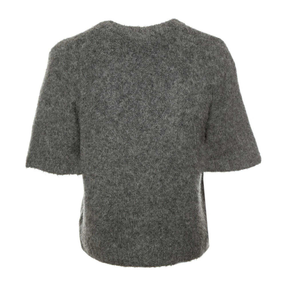 Samsøe Geborstelde Knit Sweater met Korte Mouwen Gray Dames