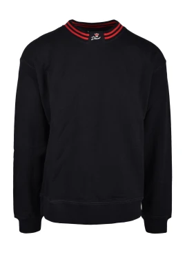 Svart Sweatshirt i Bomull med Rund Hals