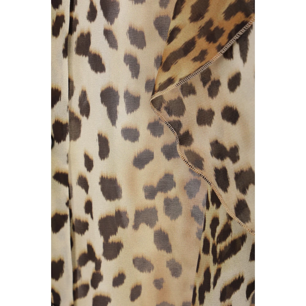 Blumarine Luipaardprint Shirt met Ruches Brown Dames