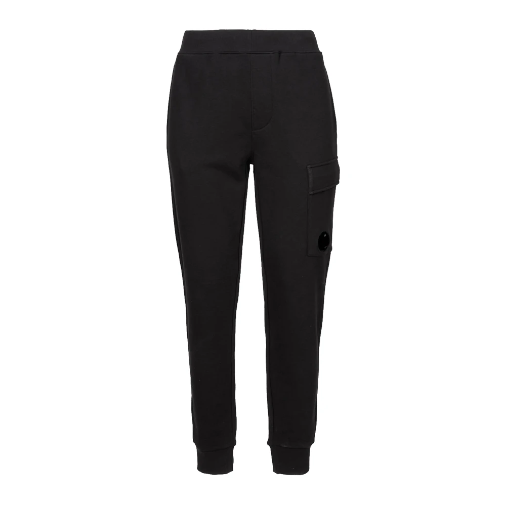 C.P. Company Zwarte Katoenen Sweatpants met Diagonaal Patroon Black Heren