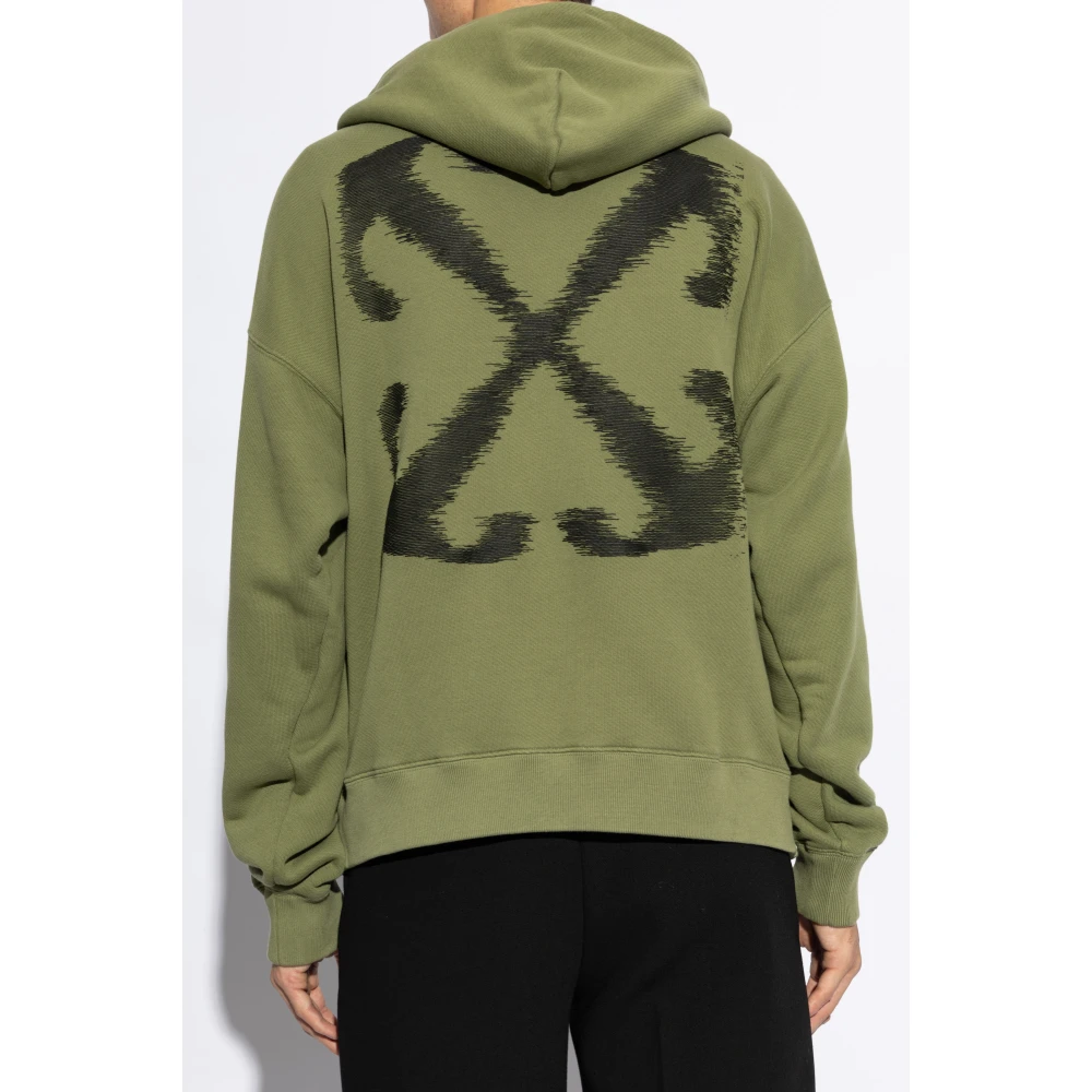 Off White Sweatshirt met logo Green Heren
