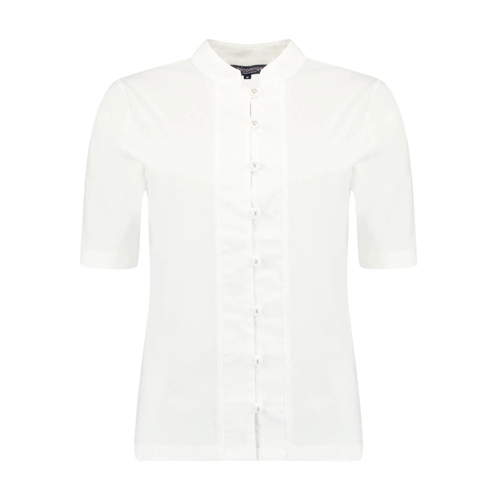 Bloomings Jersey Stand Up Kraag Blouse White Dames