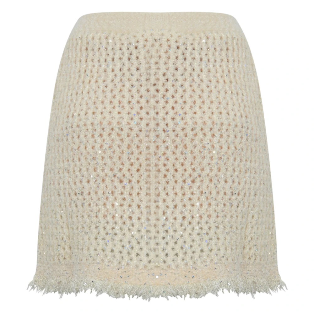 Twinset Jacquard Mesh Wollen Rok White Dames