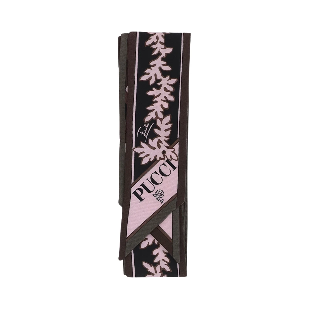 PUCCI | Foulard bandeau in twill di seta stampe Selva e Iride kaki e rosa | Women | PZ - Immagine 3