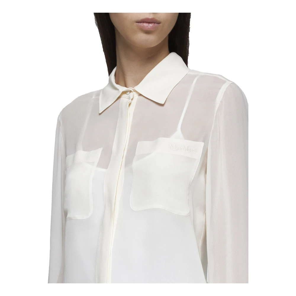 Max Mara Ercole Sheer Zijden Shirt Beige Dames