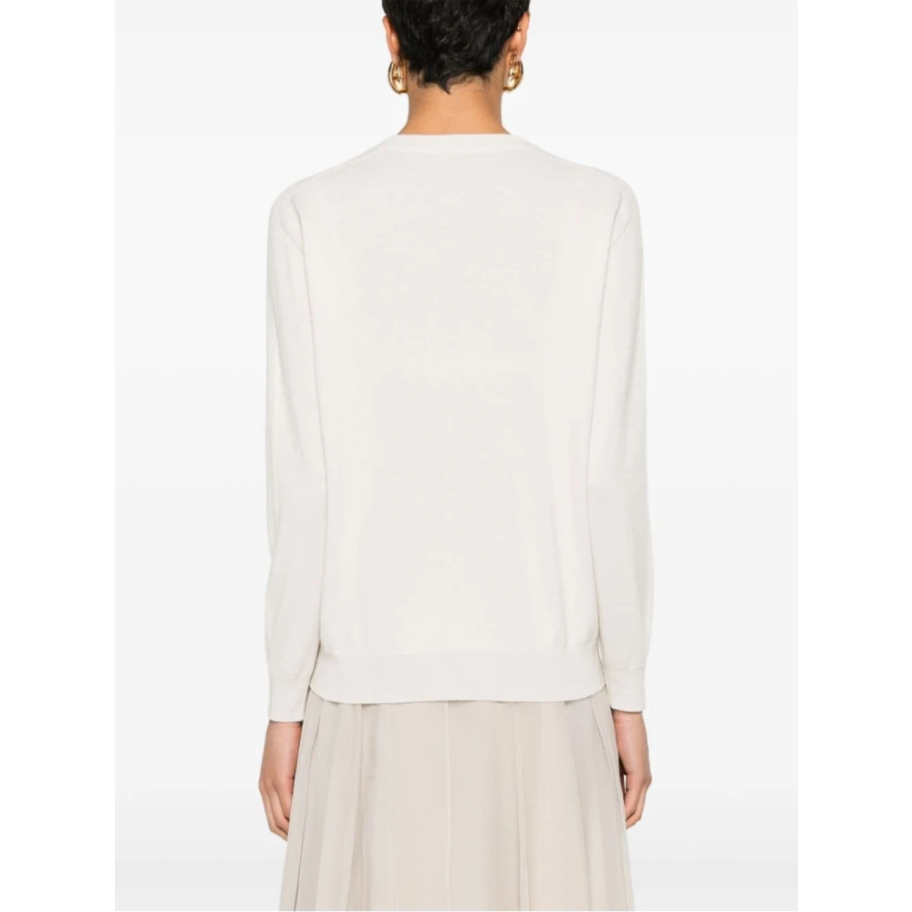 BRUNELLO CUCINELLI Elegant Crew Neck Long Sleeve Sweater Beige Dames
