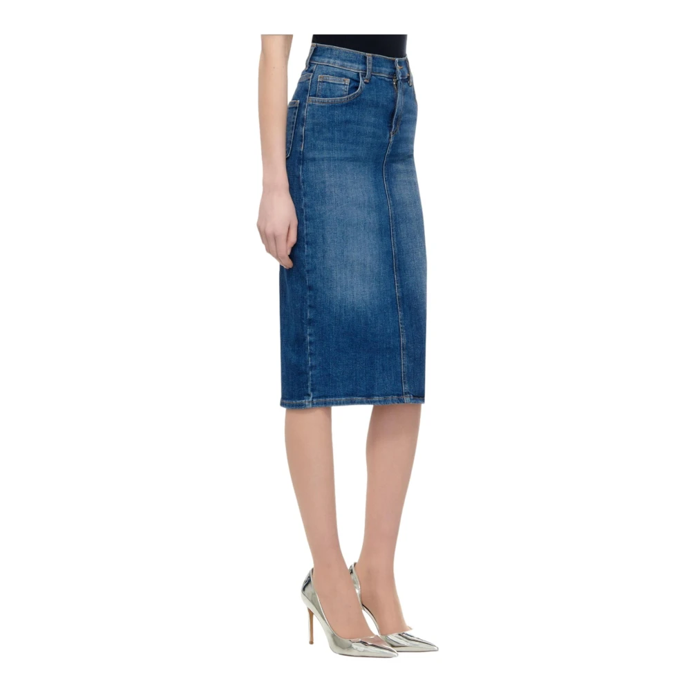 Liu Jo Denim Midi Rok met Kettingdetail Blue Dames