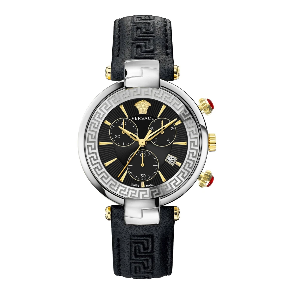 Versace Men's Gray Chrono Leather Bracelet Watch