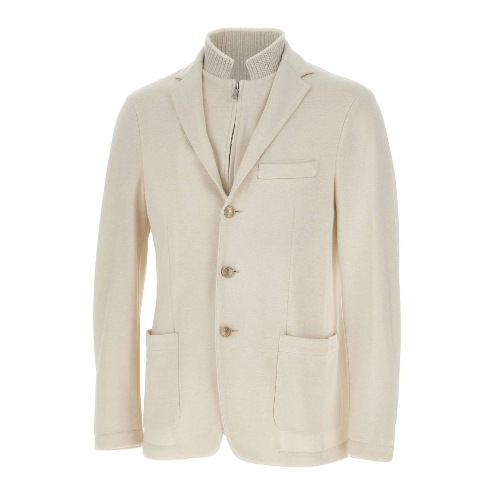 Eleventy Men's Beige Blazers, Xl, Single-Breasted Blazer With Detachable Bib