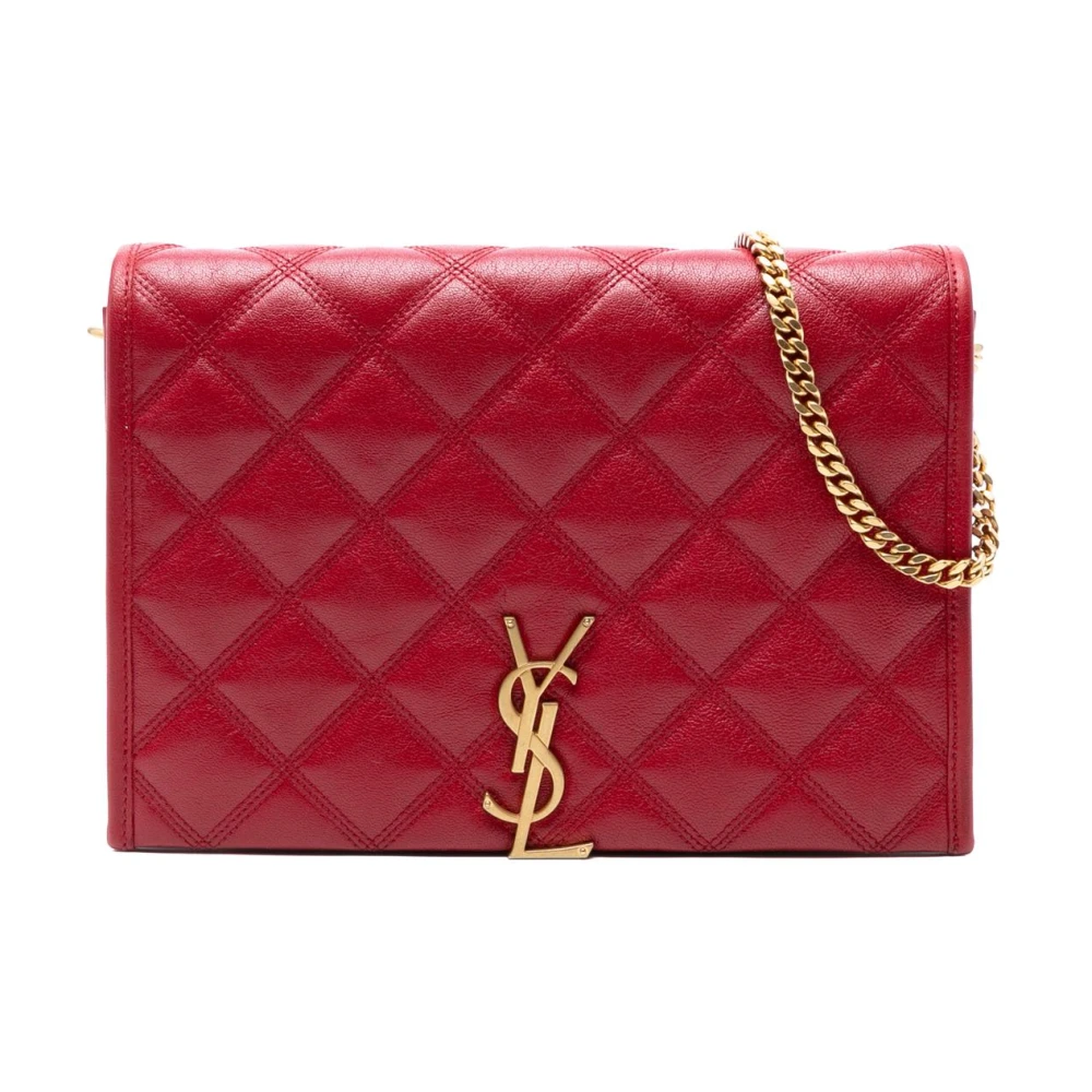 Saint Laurent Vintage Women's Red Pre-Owned Quilted Shoulder Bag