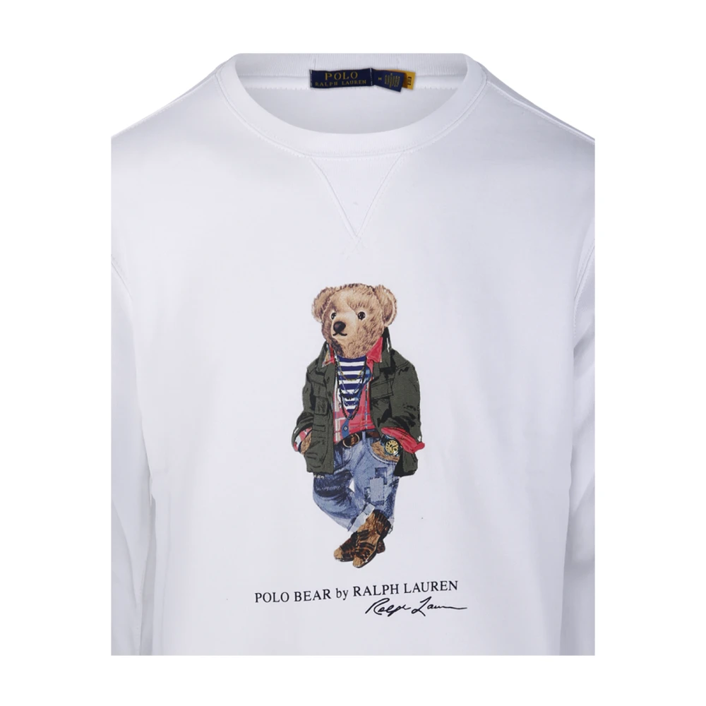 Ralph Lauren Bear Crewneck Sweatshirt White Heren