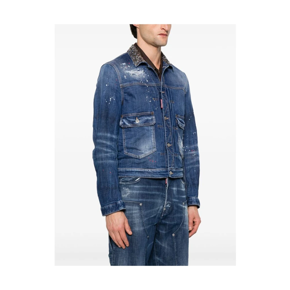 Dsquared2 Indigo Blauwe Geknoopte Buitenkleding Jas Blue Heren
