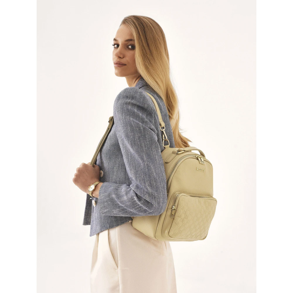Kazar Beige leren casual rugzak Beige Dames