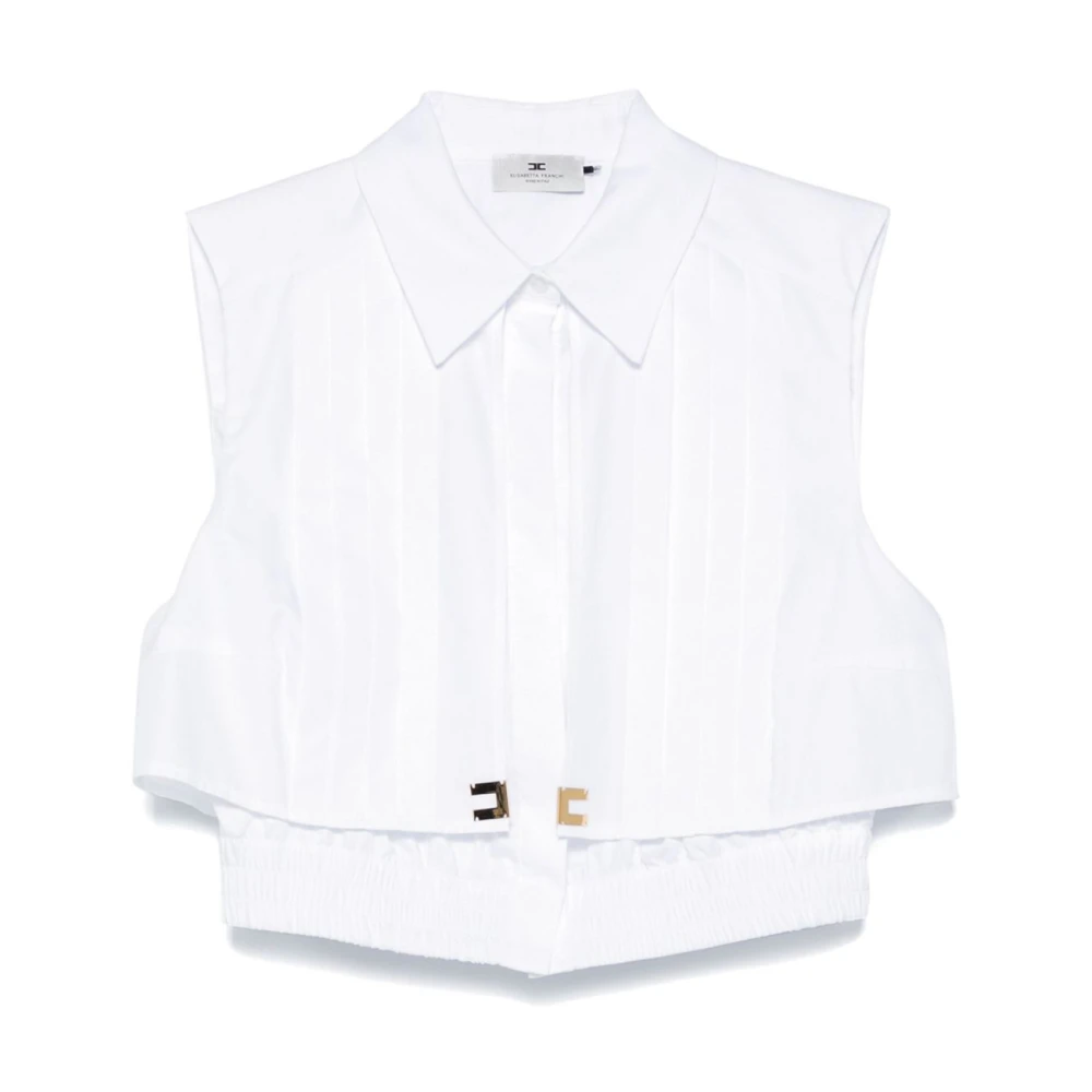 Elisabetta Franchi Witte Mouwloze Blouse Elastische Zoom White Dames