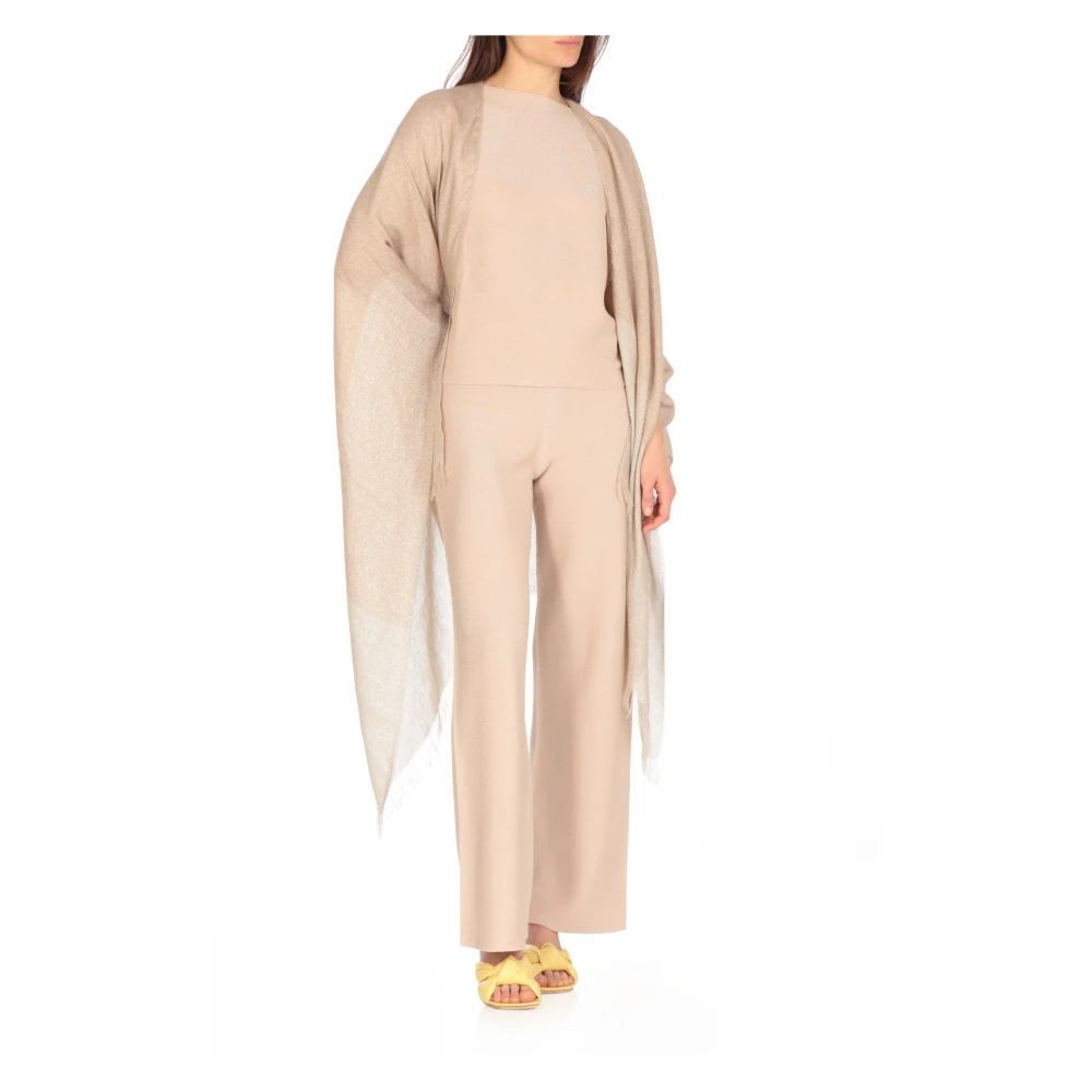 Fabiana Filippi Beige Katoenen Trui met Lurex Details Beige Dames
