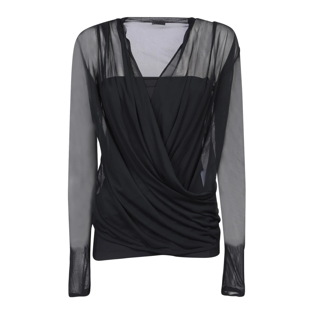 Givenchy Gedrapeerde Top van Knitwear met V-hals Black Dames