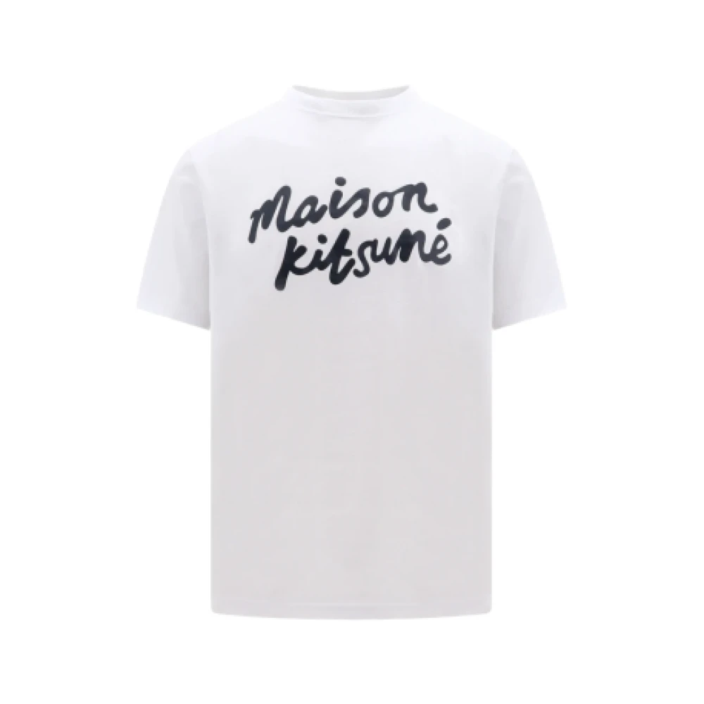 Maison Kitsuné Handwriting Korte Mouw Wit T-shirt White Heren