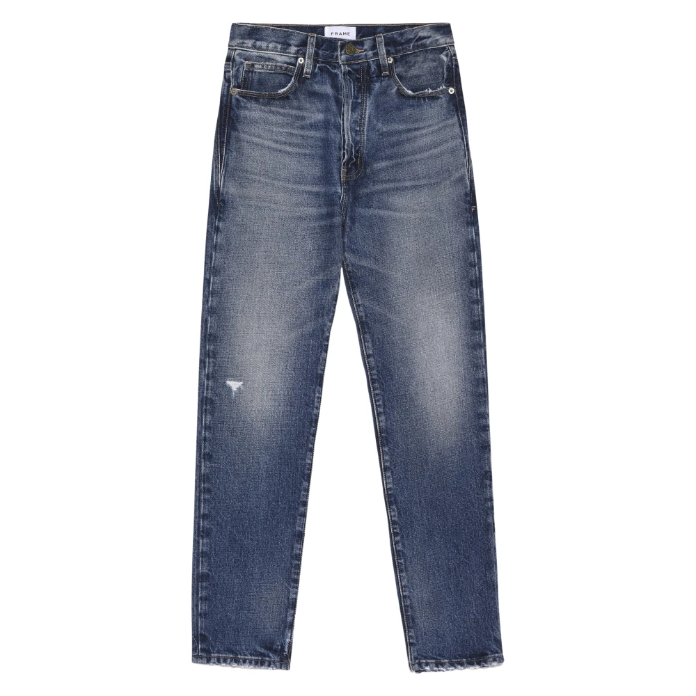 Frame Slim Fit Jeans met hoge taille en destroyed effecten Blue Dames