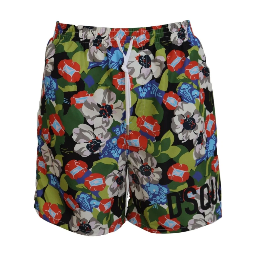 Dolce & Gabbana Multicolor Blommigt Badshorts Modell Bik1650