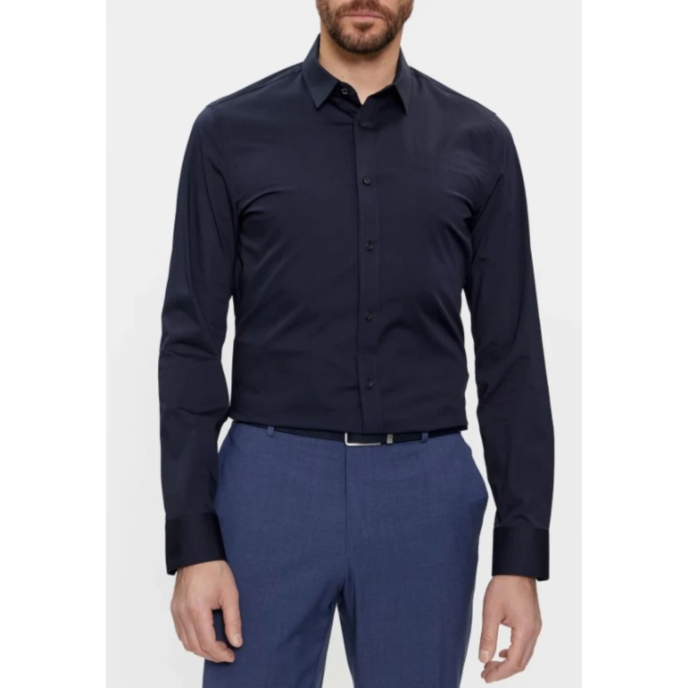 Calvin Klein Stretch Slim Poplin Overhemd Blue Heren