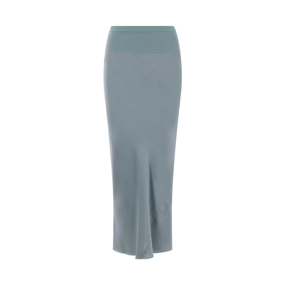 Rick Owens Blauwe Satijnen Midi Rok Blue Dames