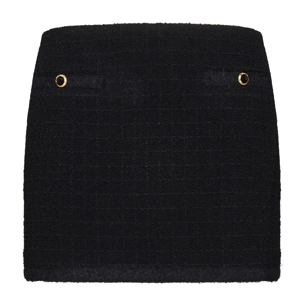 Alessandra Rich Zwarte Tweed Boucle Mini Rok Black Dames