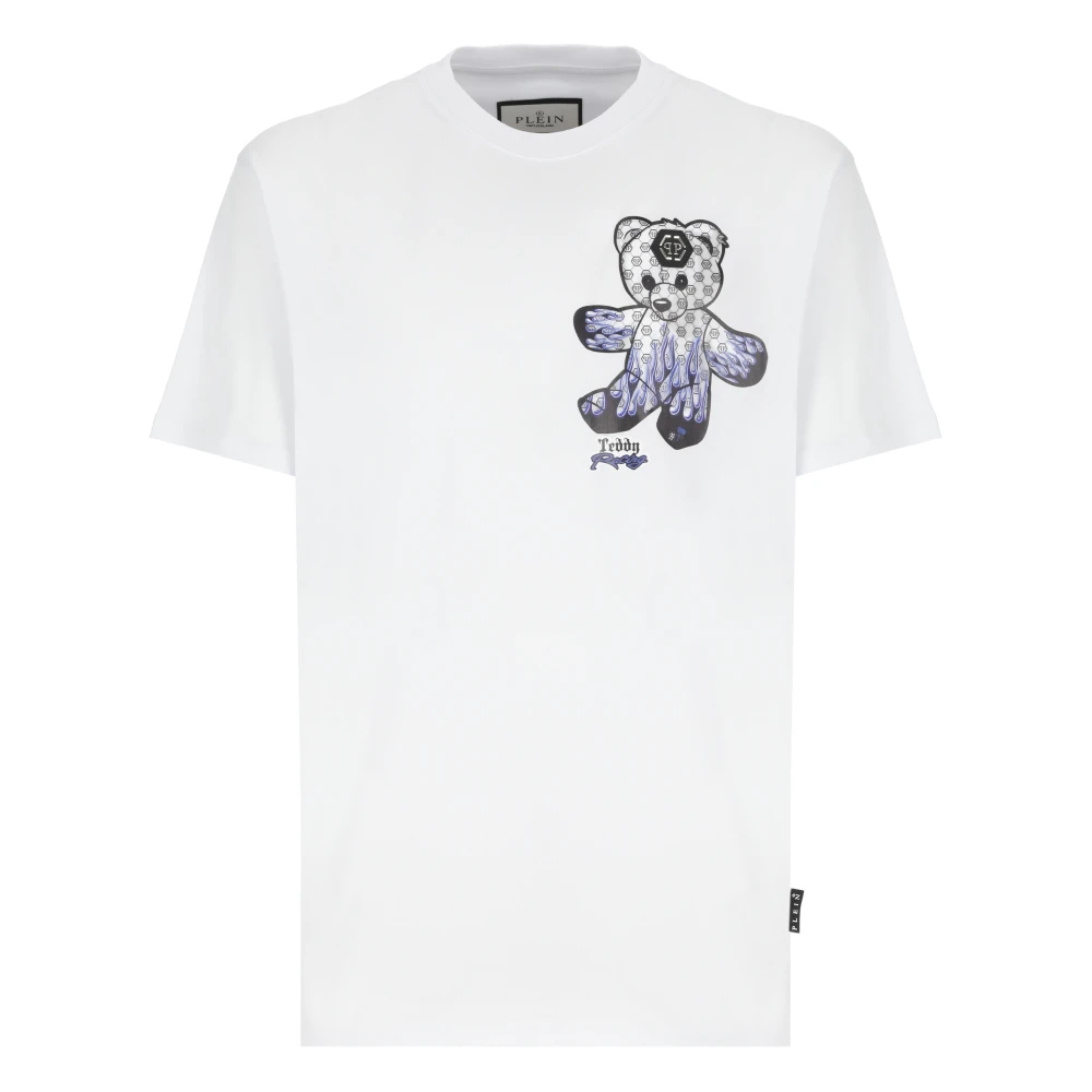 Philipp Plein Wit Crew Neck T-shirt met Logo White Heren