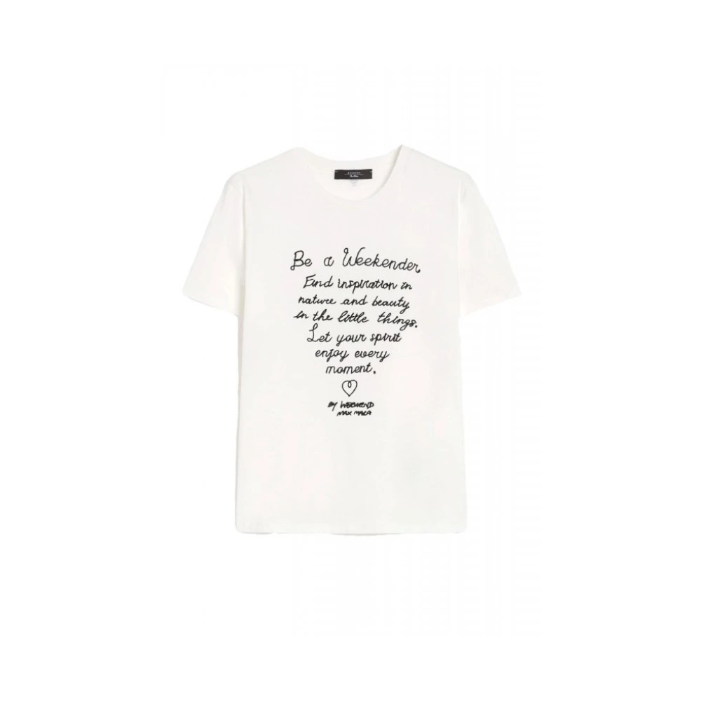 Weekend Max Mara Men's White Cotton Print T-Shirt Ara