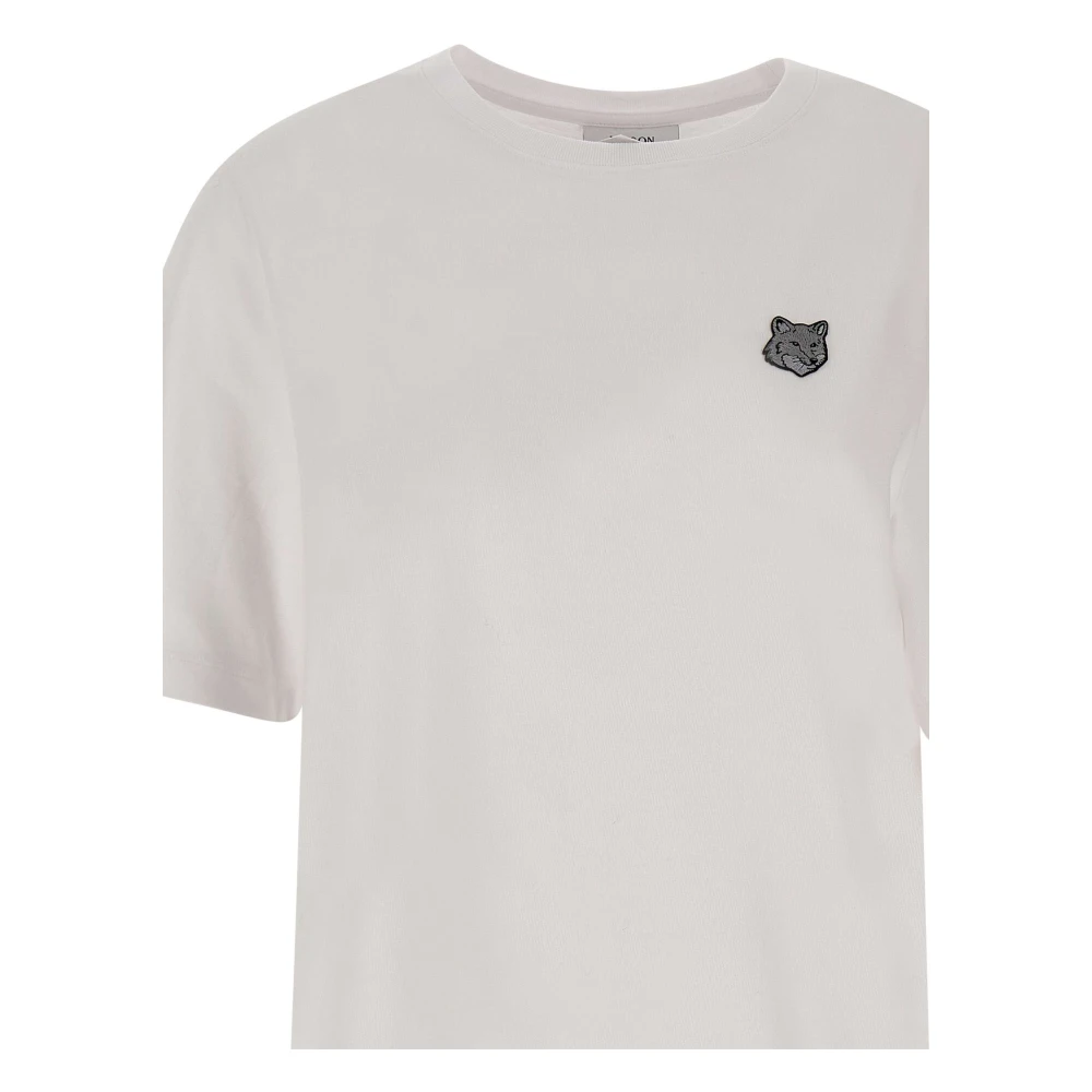 Maison Kitsuné Witte Katoenen T-shirt met Fox Logo White Dames