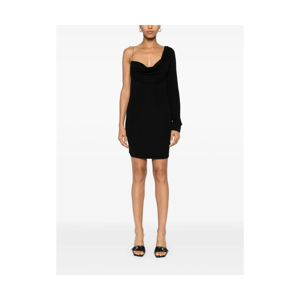 Dsquared2 Zwarte Cowl Neck Lange Mouw Jurk Black Dames