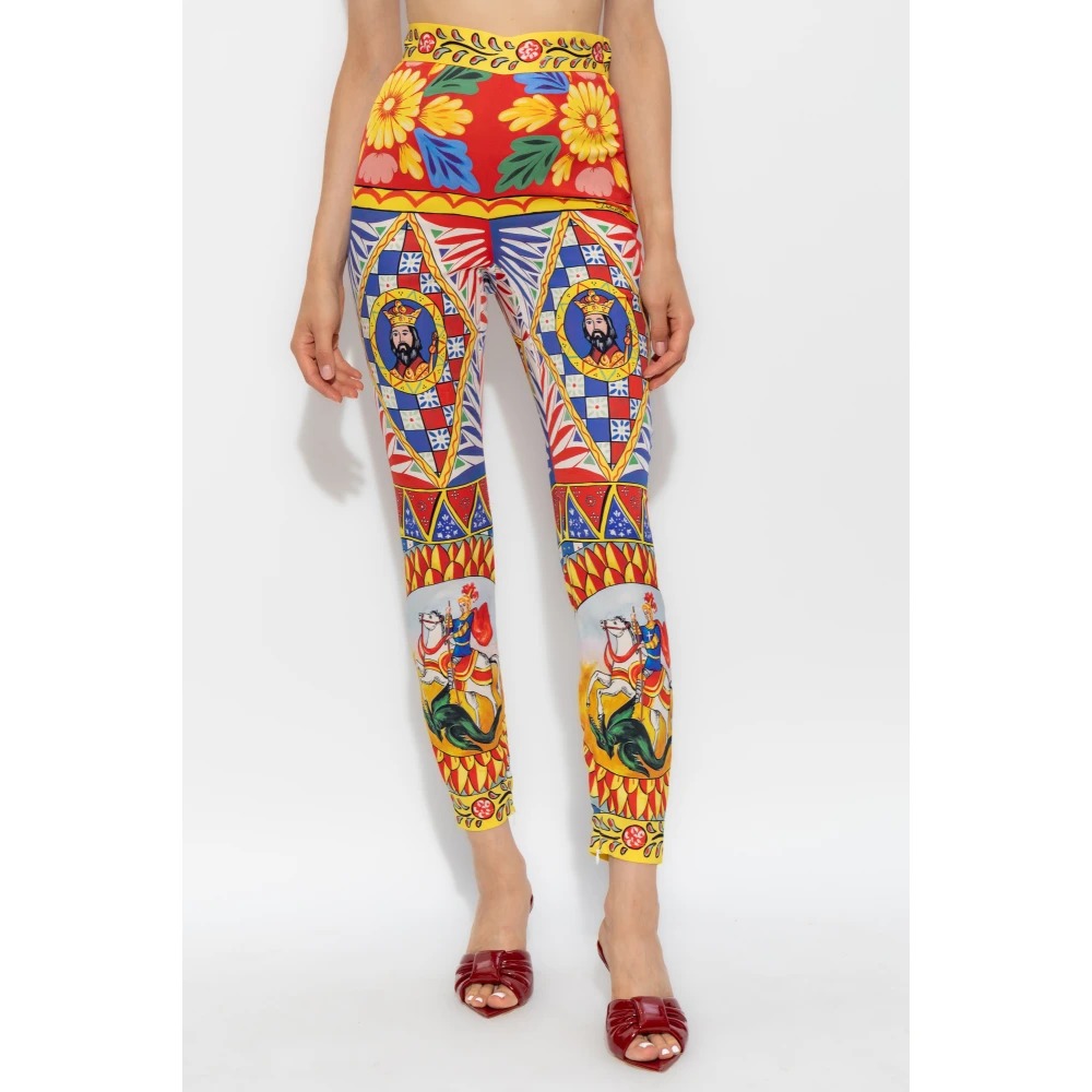 Dolce & Gabbana Zijden broek met Carretto-patroon Multicolor Dames