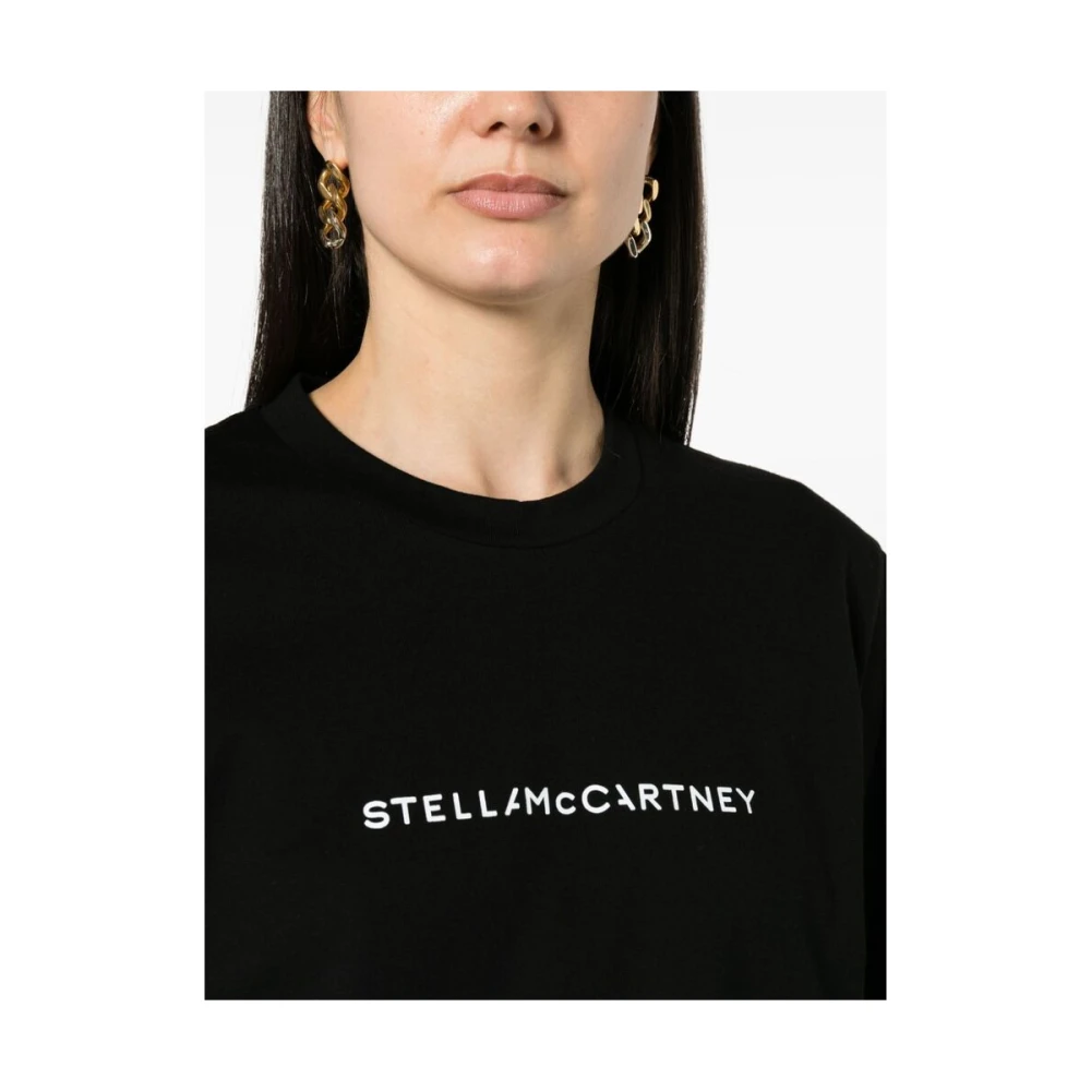 Stella Mccartney Zwart Wit Logo Print Crew Neck T-shirt Black Dames