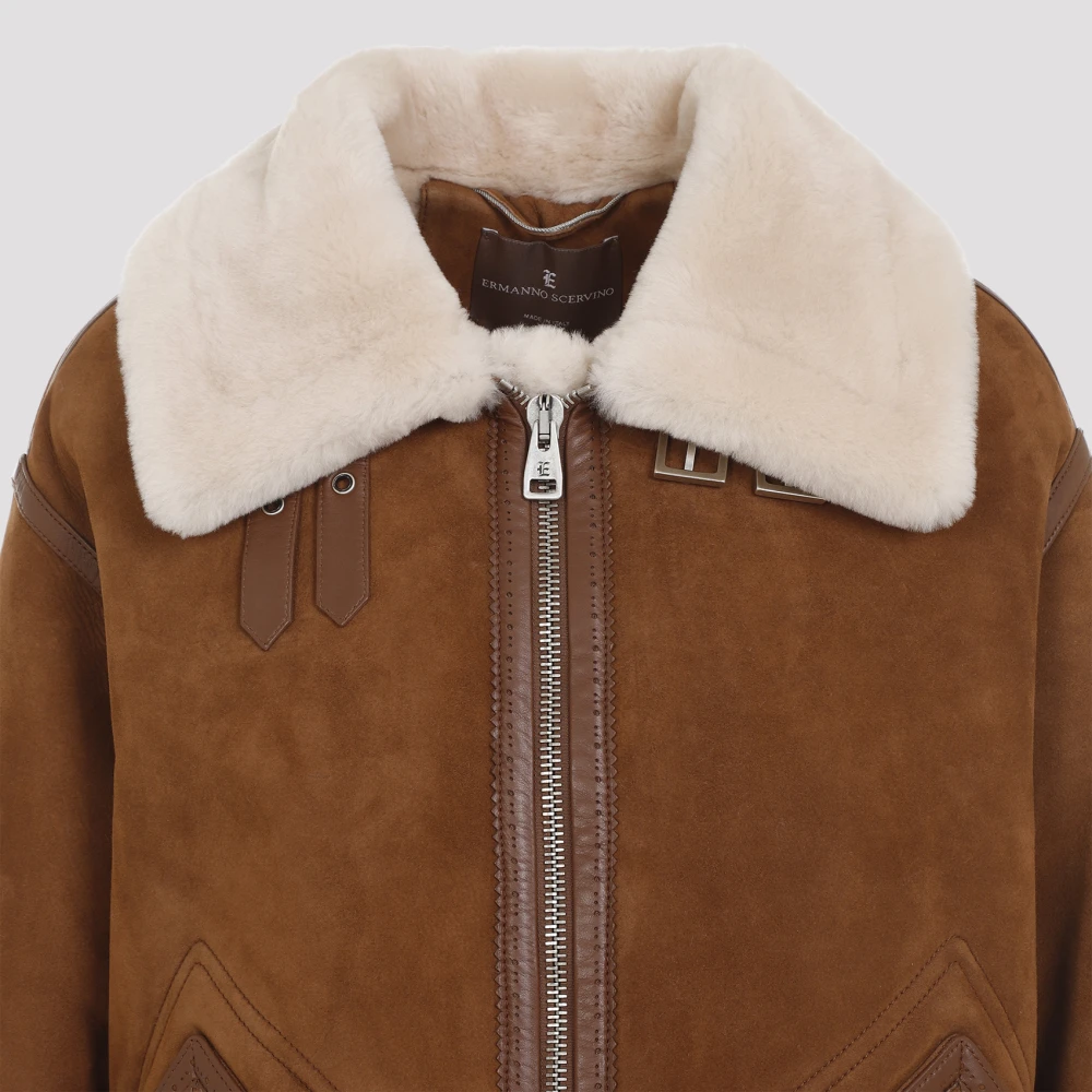 Ermanno Scervino Shearling Jas Brown Dames