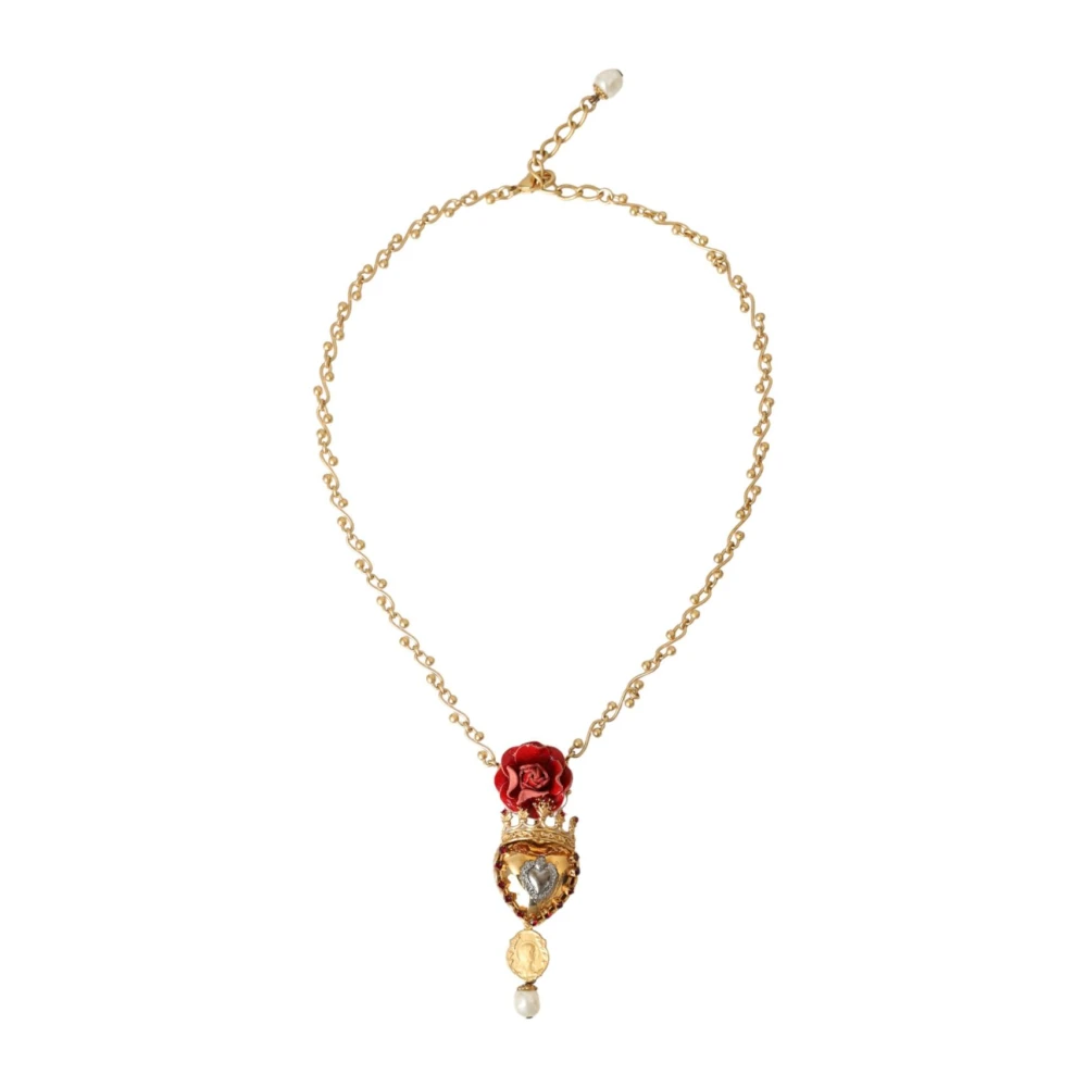 Dolce & Gabbana Women's Yellow Sacred Heart Rose Pendant Necklace