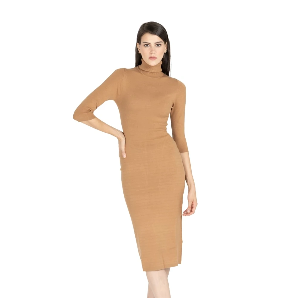 Kocca Elegante Midi Jurk Beige Dames