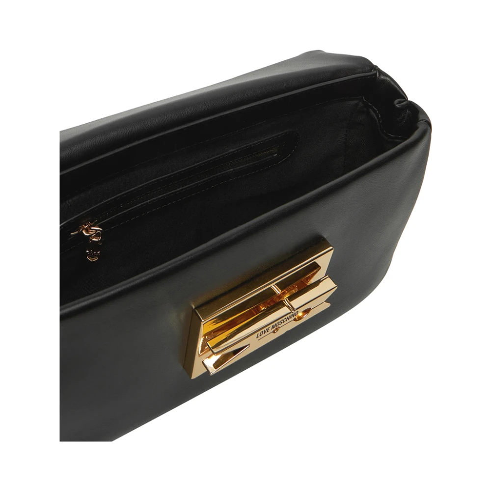 Moschino Zwarte schoudertas met gouden details Black Dames